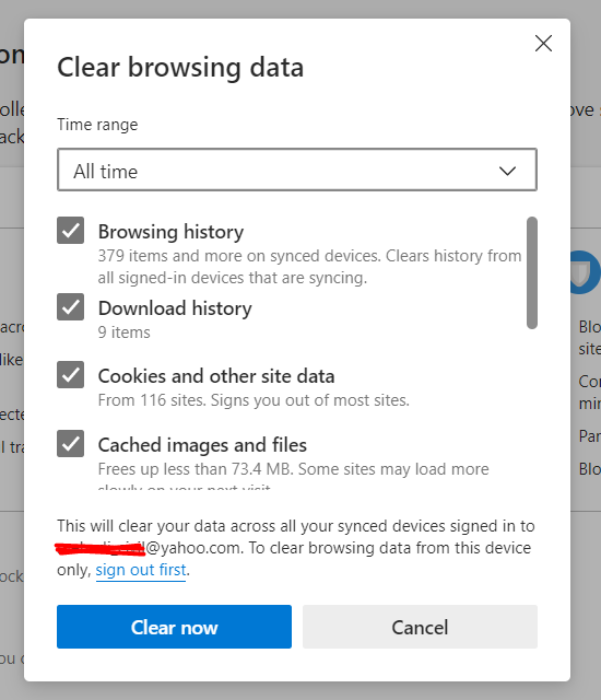 Clearing Cookies In Microsoft Edge App