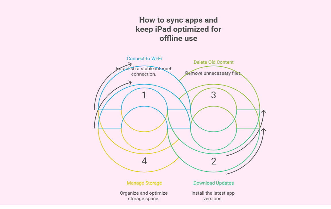 How to sync apps and keep iPad optimized for offline use