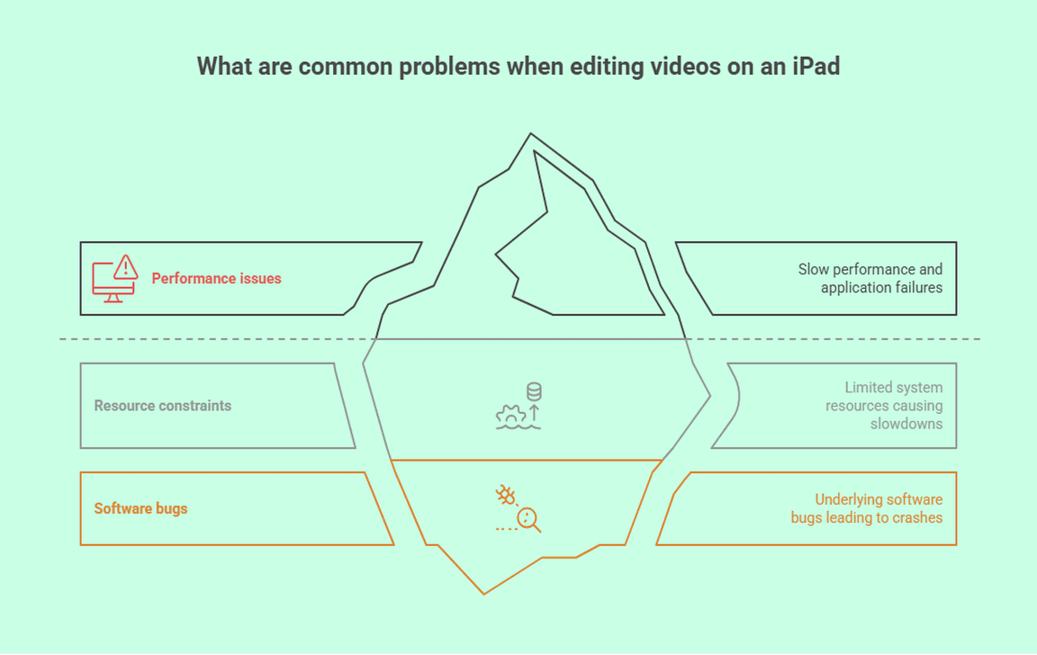 What are common problems when editing videos on an iPad