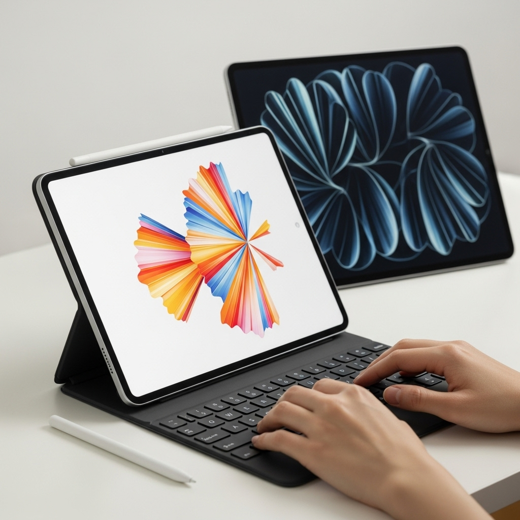Create a realistic, high-quality DSLR-style photo of a tablet-focused scene for a blog about Simple